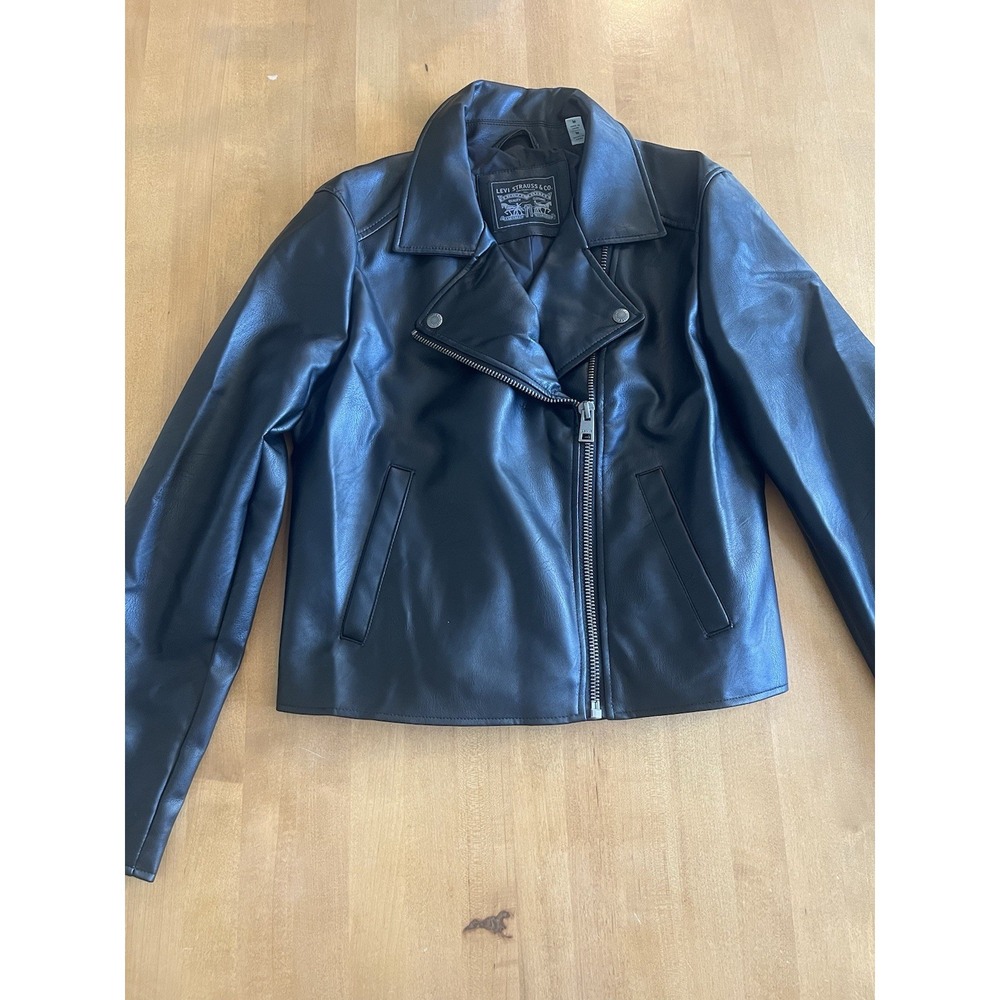 Levi's Women's Faux Leather Motorcycle Jacket Black Size M NEW Biker